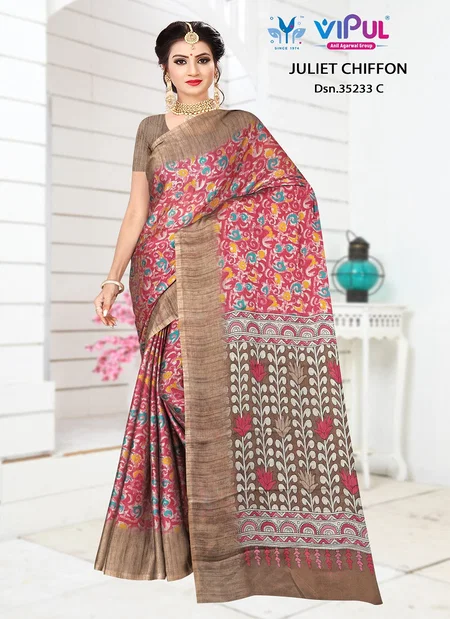 Juliet By Vipul Chiffon 35233 A To D Printed Saree Wholesale Price In Surat